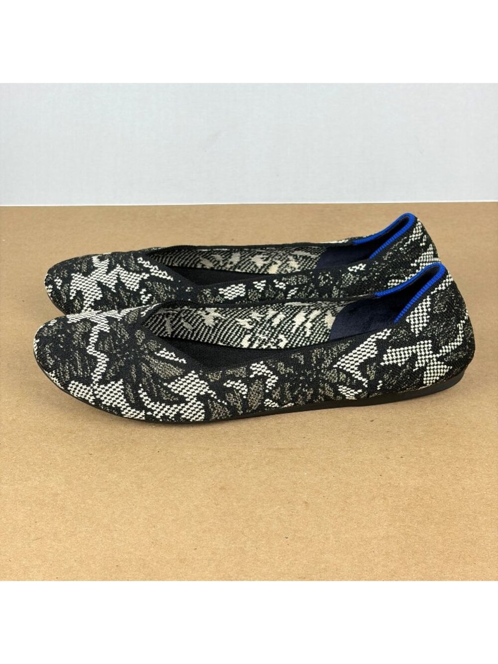 Rothy's The Flat Chantilly Slip on Ballet Flats Womens 10.5 Black Floral Round